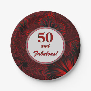 Assiettes En Carton Fabuleux 50 Glamour rouge brillant fractal Anniver