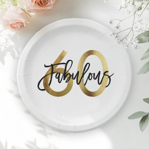 Assiettes En Carton Fabuleux 60e Anniversaire d'or chic moderne