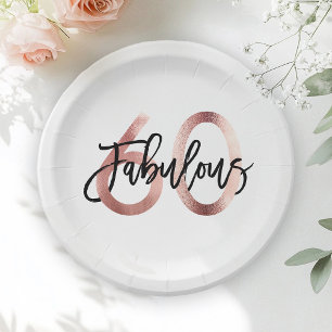 Assiettes En Carton Fabuleux 60e   Moderne Elegant Rose Gold Anniversa