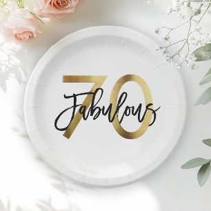 Assiettes En Carton Fabuleux 70e Anniversaire d'or chic moderne