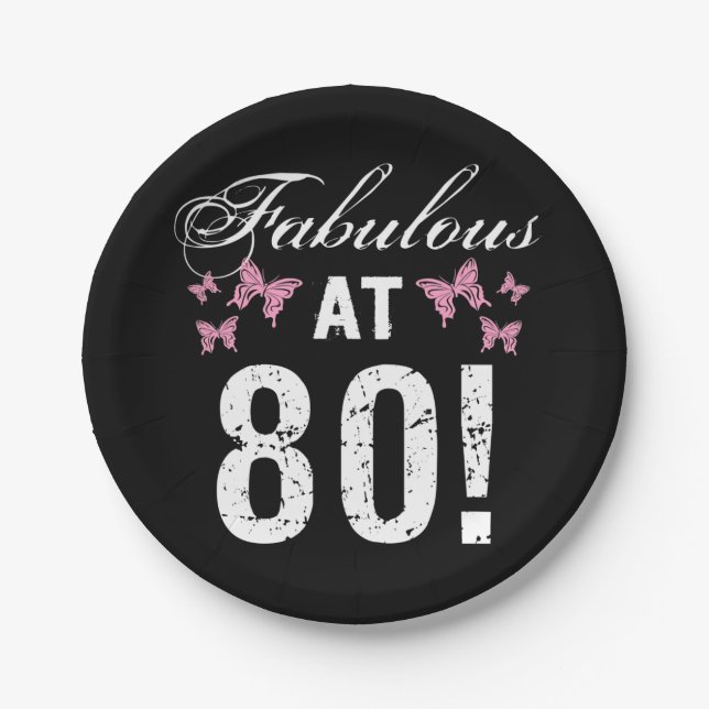 Assiettes En Carton Fabuleux 80e anniversaire (Devant)