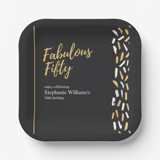 Assiettes En Carton Fabulous Fifty Golden Modern Woman's 50th Birthday (Recto)