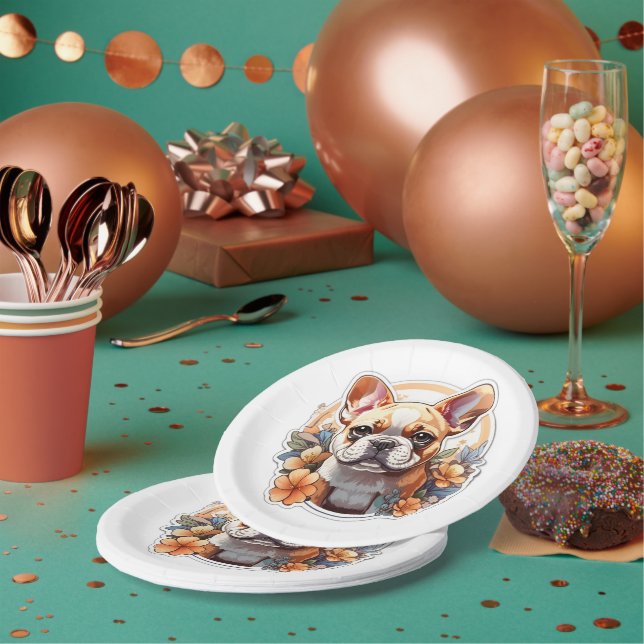 Assiettes En Carton Facile à personnaliser Frenchie (Multi)