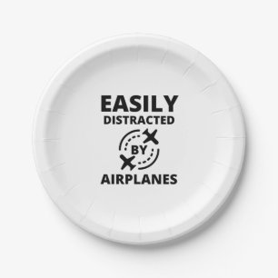 Assiettes En Carton Facilement distrait par les avions amusant pilote 