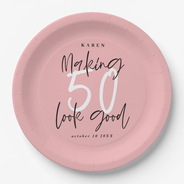 Assiettes En Carton Faire paraître 50 belle fête d'anniversaire (Devant)
