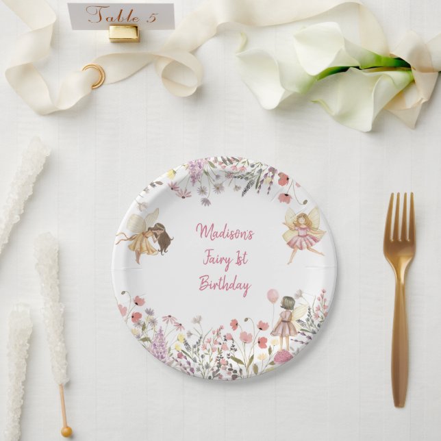 Assiettes En Carton Fairy Garden Boho Fleur sauvage (Mariage)