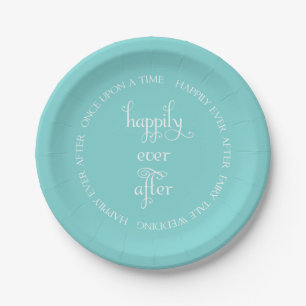 Assiettes En Carton Fairy Tale Mariage Happy Aqua Plaque de papier