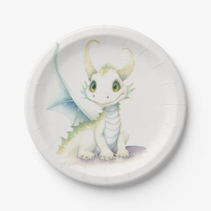 Assiettes En Carton Fairytale Cute White Dragon