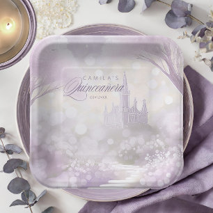 Assiettes En Carton Fairytale Garden Castle Quinceanera Lilac ID1030
