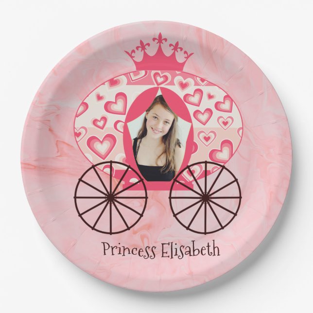 Assiettes En Carton Fairytale Royal Princess Carriage Girl Anniversair (Devant)