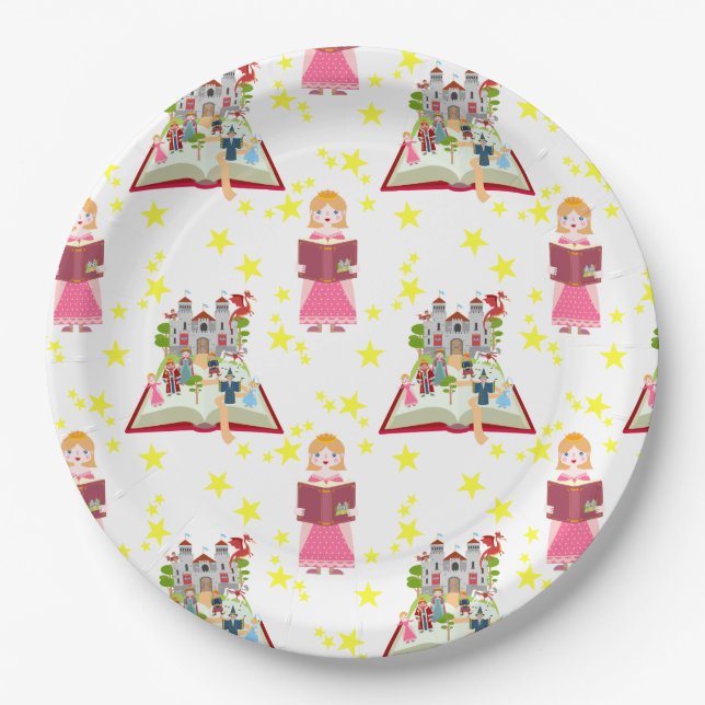 Assiettes En Carton Fairytale Stories Fille fête d'anniversaire (Devant)