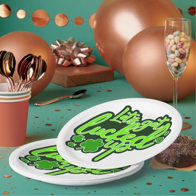 Assiettes En Carton Faisons de la chance pour la Saint Patrick (Multi)