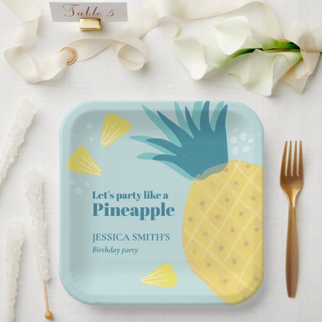 Assiettes En Carton Faisons la fête comme un ananas (Mariage)