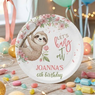 Assiettes En Carton Faisons la fête enfants d'anniversaire de paresseu