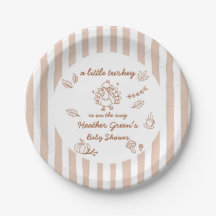 Fall Autumn Turkey Baby Shower Party Plate