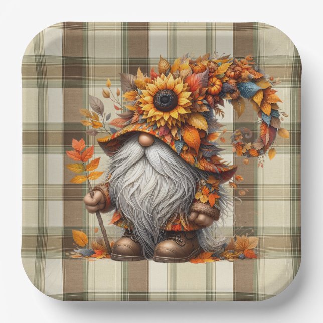 Assiettes En Carton Fall Gnome  (Recto)