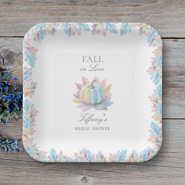 Assiettes En Carton Fall in Love Pastel Blue Pumpkin Bridal Shower (Créateur téléchargé)