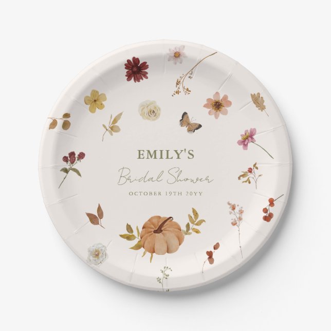 Assiettes En Carton Fall Pumpkin Wildflower Bridal Shower (Devant)