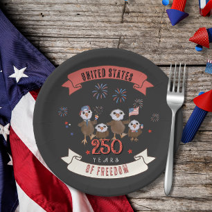 Assiettes En Carton Famille adorable d'aigles États-Unis 250 ans de li
