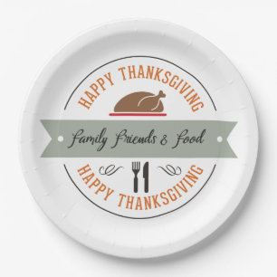 Assiettes En Carton Famille amis et nourriture BON THANKSGIVING