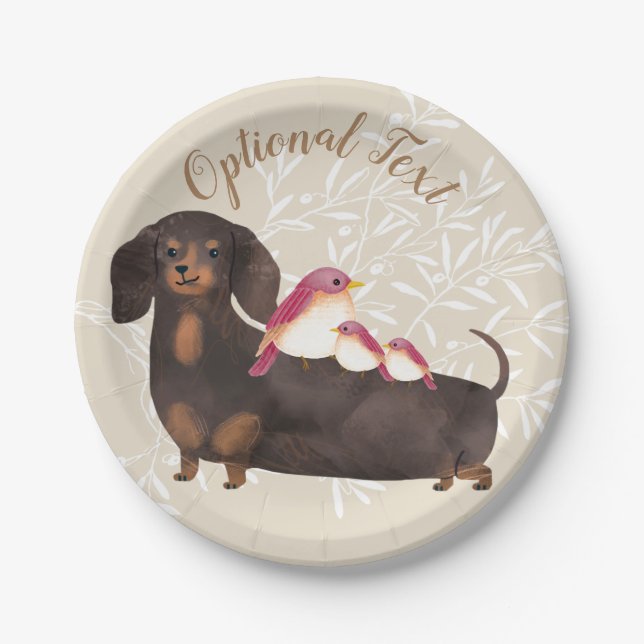 Assiettes En Carton Famille Dachshund et Birds (Devant)