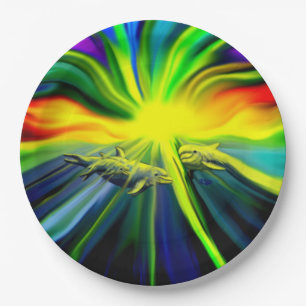 Assiettes En Carton Famille de dauphins sous le soleil