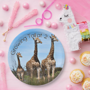 Assiettes En Carton Famille de girafes grandissant Anniversaire