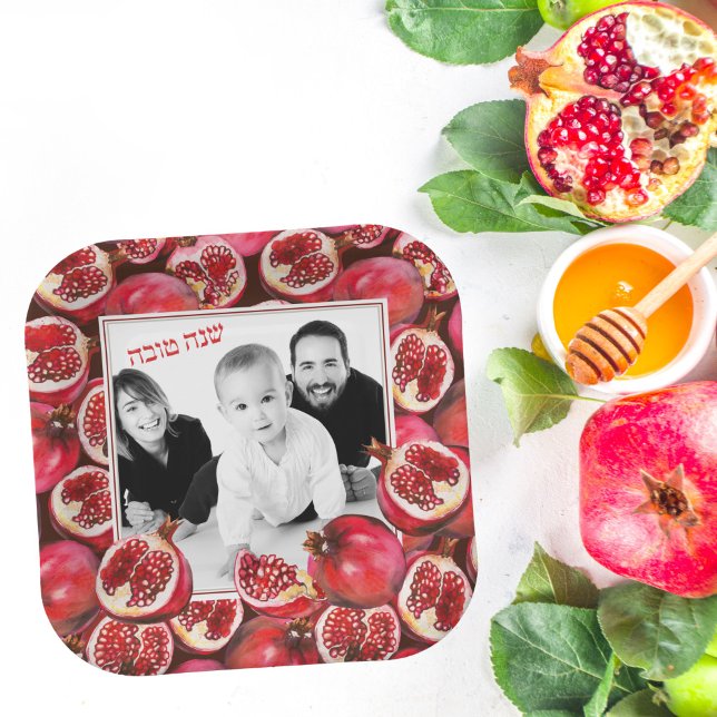 Assiettes En Carton Famille de grenades Photo Rosh Hashanah Fête (Créateur téléchargé)