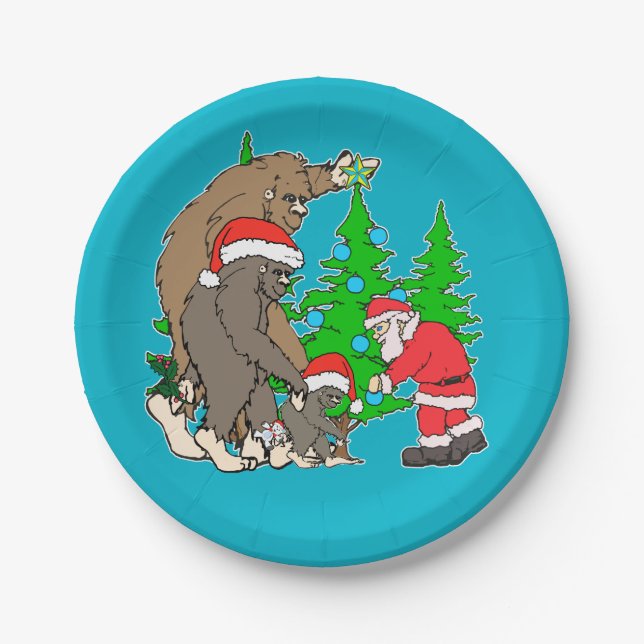 Assiettes En Carton Famille et Père Noël de Bigfoot (Devant)
