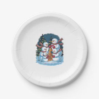 Assiettes En Carton Famille Joyeux Snowman