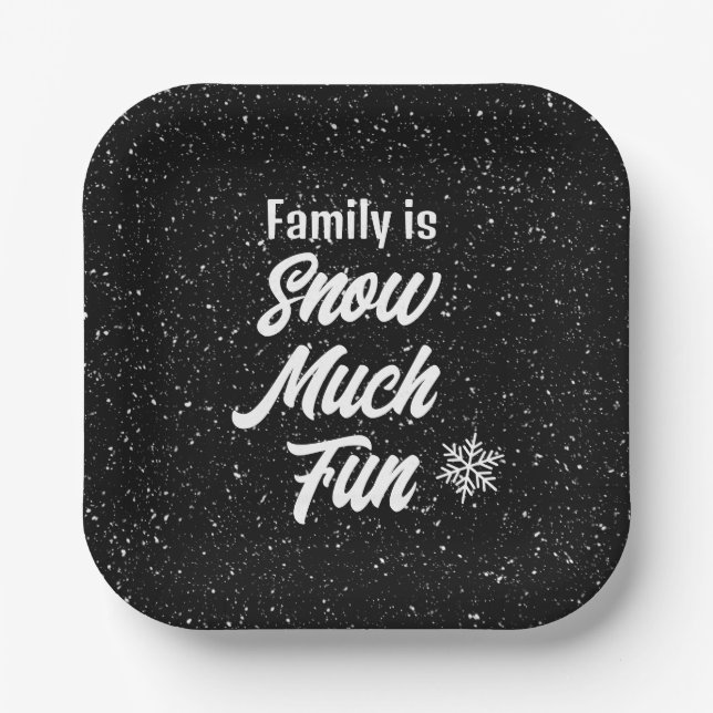 Assiettes En Carton Famille Neige beaucoup amusant Fun de neige sur le (Recto)