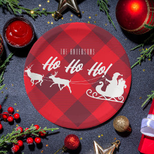 Assiettes En Carton Famille Noël Ho Ho Ho ! Père Noël Red Buffalo Plai
