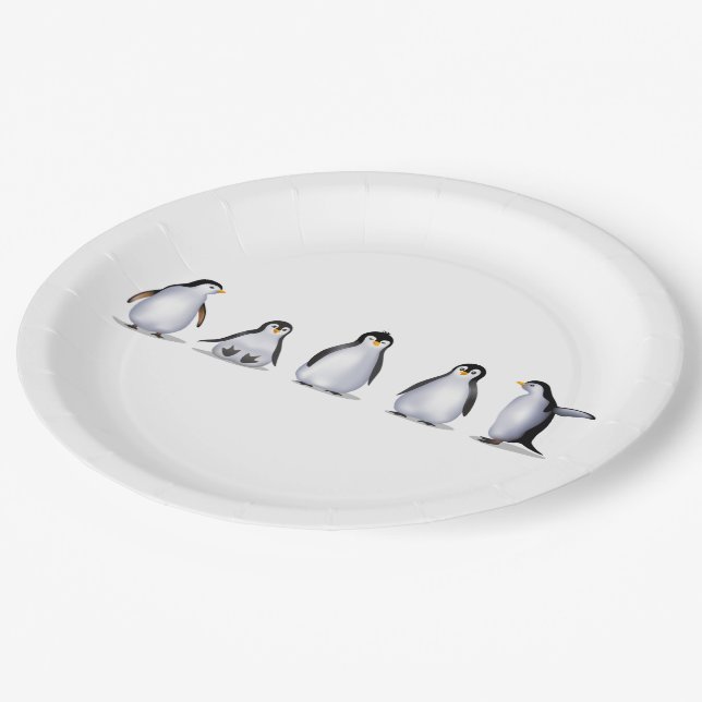 Assiettes En Carton Famille Penguin (Angle)