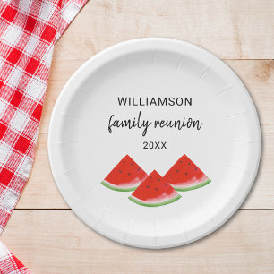 Assiettes En Carton Famille personnalisée Réunion Rouge Watermelon