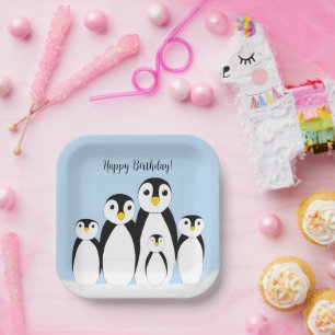 Assiettes En Carton Famille Pingouin mignonne
