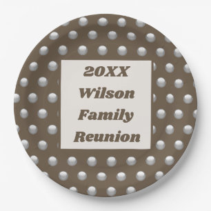Assiettes En Carton Famille Réunion Élégant Motif Polka Argent
