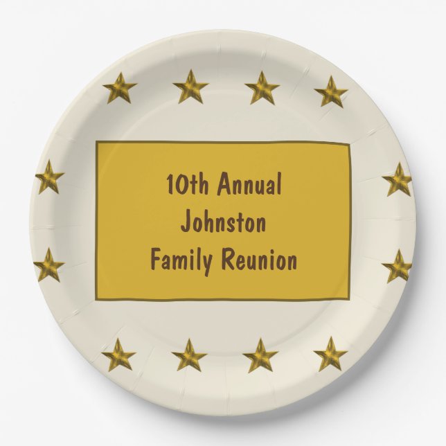 Assiettes En Carton Famille Réunion Gold Star Keepsaké Grand événement (Devant)