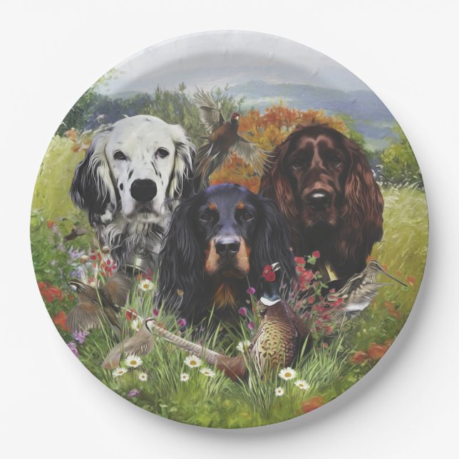 Assiettes En Carton Famille Setters (Devant)