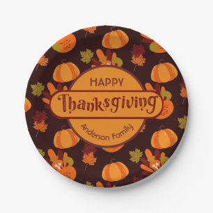 Assiettes En Carton Famille Thanksgiving Turquie Citrouille automne qu