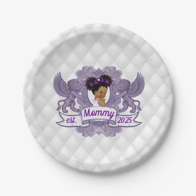 Assiettes En Carton Fancy African Baby Girl Purple|White Princess  (Devant)