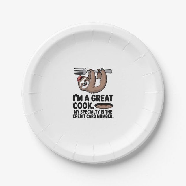 Assiettes En Carton Fantaisie Cuisinière suspendue sur une fourche (Devant)