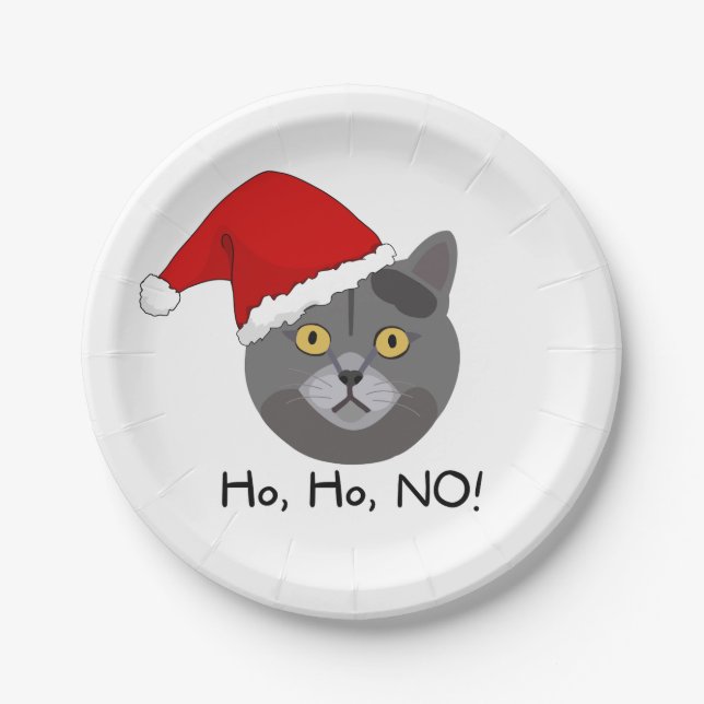 Assiettes En Carton Fantaisie de Noël de chat (Devant)