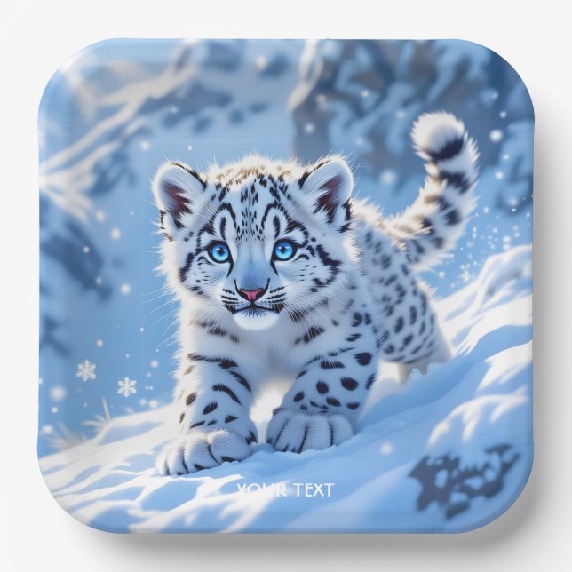 Assiettes En Carton Fantasy Cute Snow Baby Leopard (Recto)