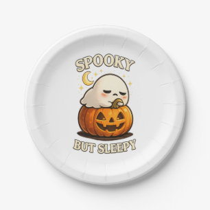 Assiettes En Carton Fantôme de citrouille d'Halloween mignon mais endo