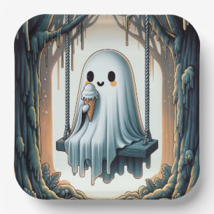 Assiettes En Carton Fantôme de dessin animé d'Halloween avec cône de g