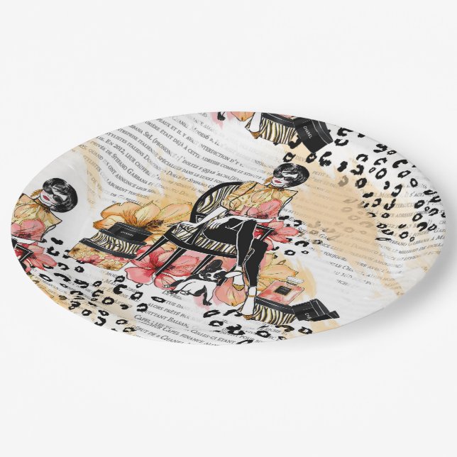 Assiettes En Carton Fashion girly (Angle)