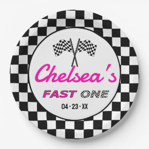 Assiettes En Carton Fast ONE Drapeaux de voiture de course personnal