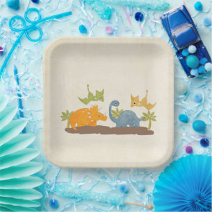 Assiettes En Carton Faune sauvage de Cute Dinosaure