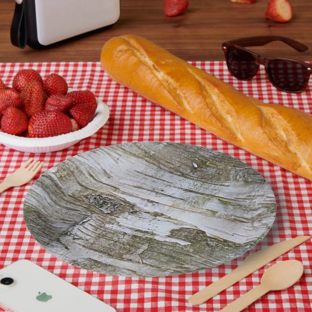 Assiettes En Carton Faux Birch Tree Bark Texture Look Motif (Pique-nique)