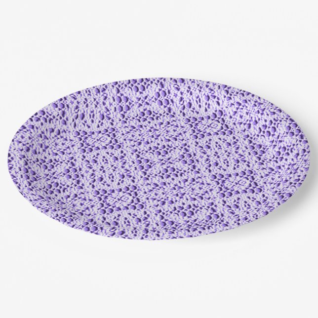Assiettes En Carton Faux Crochet Mauve (Angle)